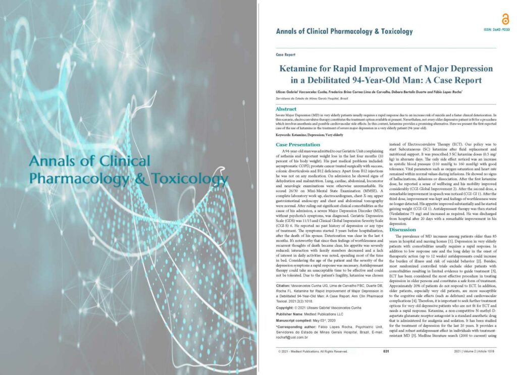 Annals of Clinical Pharmacology & Toxicology - 2021 - Ketamine for Rapid Improvement of Major Depression in a Debilitated 94-year-Old Man: A Case Report