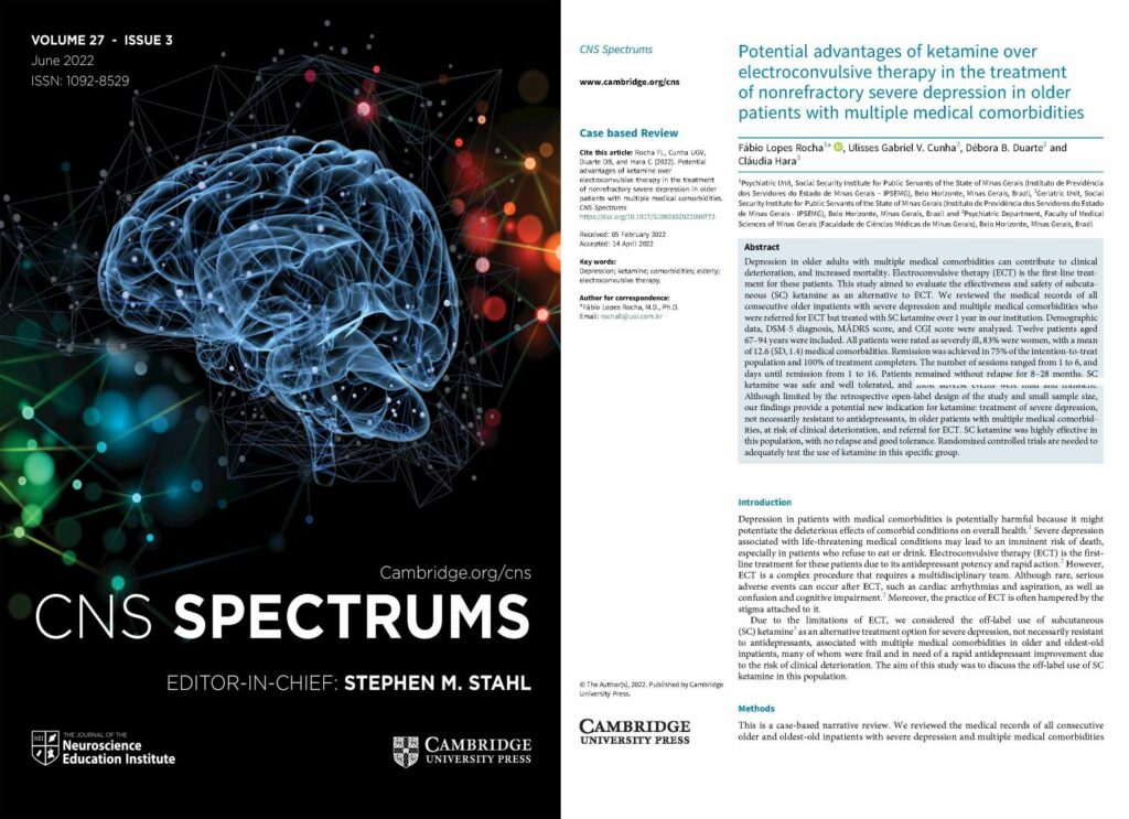 CNS Spectrums - 2022 - Potential advantages of ketamine over electroconvulsive therapy in the treatment of nonrefractory severe depression in older patients with multiple medical comorbidities